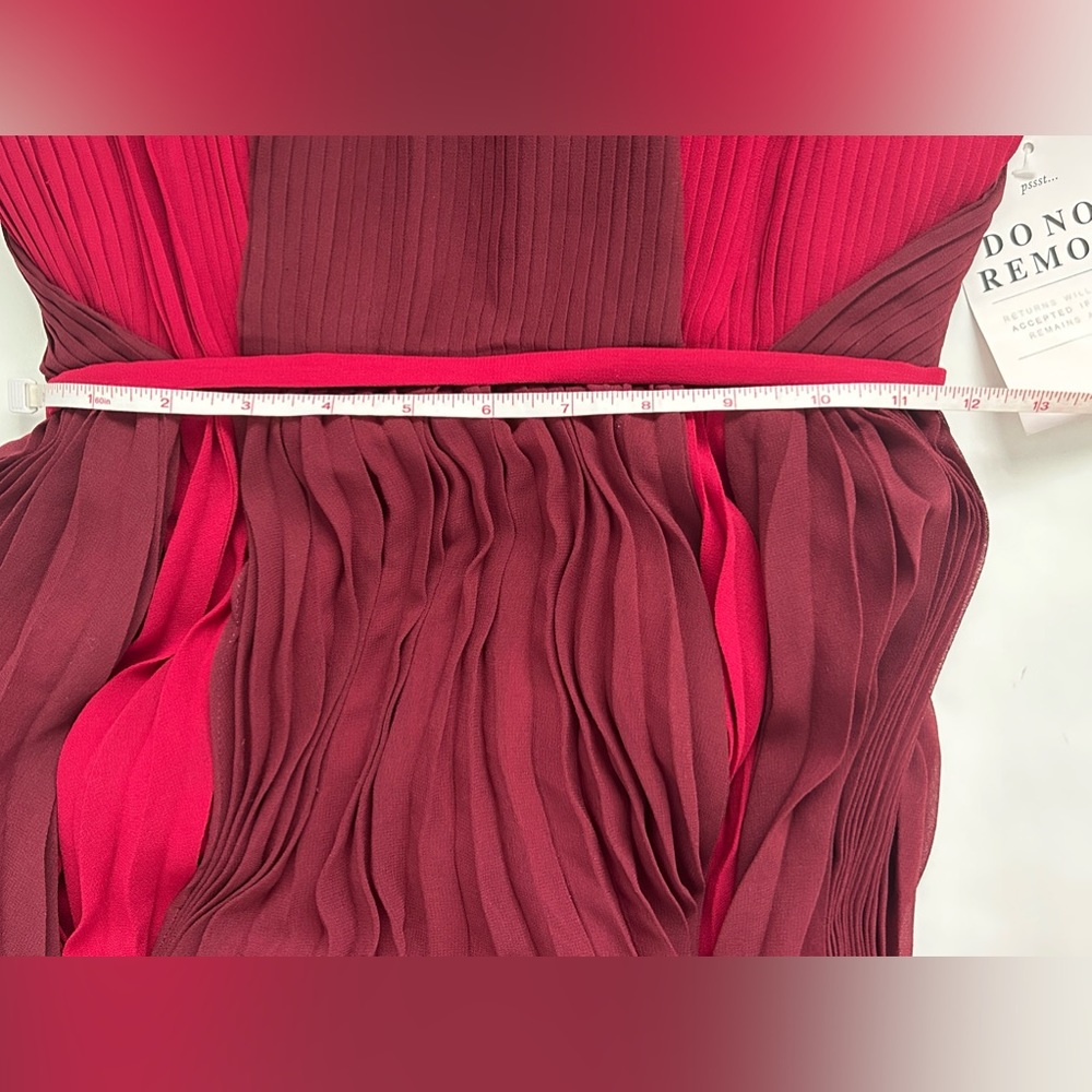 NWT Celeb pleated Crepe strapless Maxi Dress Formal prom, burgundy red, Sz.2 - Picture 11 of 13